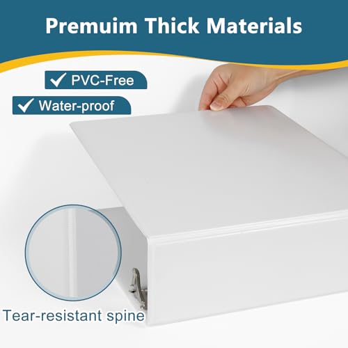 CIXILDTS 3-Inch 3 Ring Binder, Standard 3" Slant-D Ring Binder Fit Letter Size Paper, Presentation View Binders, White, 6-Pack - color: White, size: 3", style: 6-Pack