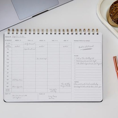 Undated Weekly Business Planner | 8.25” x 11.75” ADHD Organizer | Premium Multi-Layout Schedule | Navy | Landscape Layout - color: Navy, size: Weekly Schedule - Landscape
