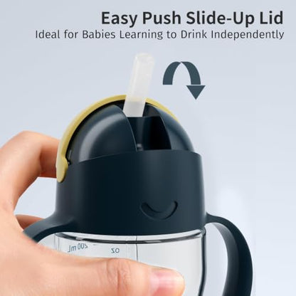 Evorie Tritan Weighted Straw Cup Baby Training Cup, Spill Proof, 7 Oz, 6M+ | BPA & BPS-Free, First learning cup, 360° drinking, Dishwasher safe, Durable Sippy Cup, Bumble Bee - color: Bumble Bee