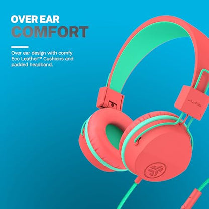 JLab JBuddies Studio on-Ear Kids Wired Headphones with mic, Volume Limiter, Foldable, Adjustable, Each - color: Peach, size: Headphones