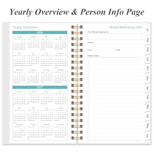 2026-2027 Pocket Planner/Calendar - 2026-2027 Planner from July 2026 - June 2027, Planner 26-27 with 12 Tabs, Twin-Wire Binding, Inner Pocket, 3.75" x 6.75, Blue Leaf Flower - color: Blue-Leaf-Flower, size: 3.75" x 6.75"