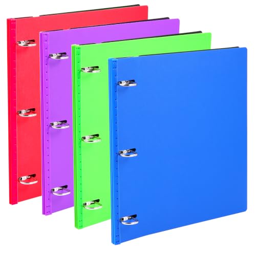 WOT I 4-Pack 1 Inch Telescoping 3 Ring Binder, Expandable Flexible Binder - Patented Design for Easy Portability, Holds 8.5"x11" Paper, Perfect for School, Office&Home Organization - color: Bold Assortment -No Front Cover, size: 1 Inch