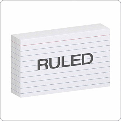 Oxford Ruled Index Cards, 3" x 5", White, 1,000 Cards (10 Packs of 100) (31) - size: 3 x 5, 1000 Count