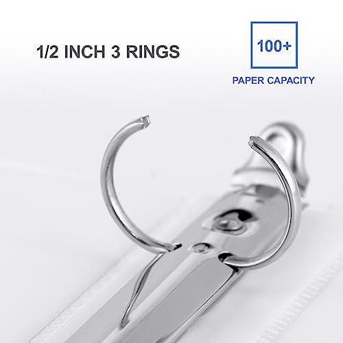 3 Ring Binder 1/2 Inch, ViVin Sturdy 0.5"-Round Ring Binder with 2 Interior Pockets, Clear View Cover, PVC-Free, Fits 100 Sheets of 8.5'' x 11'' Paper, Office Home School (12 Pack, White) - color: White, size: 1/2 Inch, style: 12 Pack