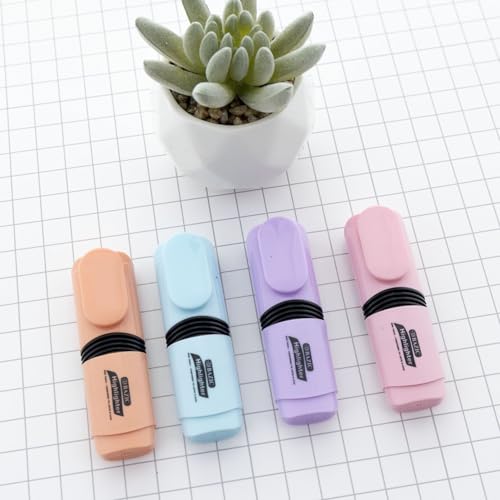 BAZIC PRODUCTS Mini Pastel Highlighters, Chisel Tip, 4 Count, 144-Case | Quick-dry, assorted pastel mini desk-style highlighters, compact barrel, non-toxic, ASTM D-4236, odorless - size: 1 Count (Pack of 144)