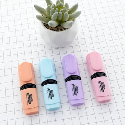 BAZIC PRODUCTS Mini Pastel Highlighters, Chisel Tip, 4 Count, 4-Pack | Quick-dry, assorted pastel mini desk-style highlighters, compact barrel, non-toxic, ASTM D-4236, odorless - size: 1 Count (Pack of 4)