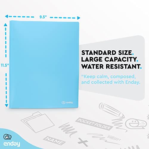 Plastic Folders with Pockets and Prongs Blue - Two Pocket Folder with Brads - 3 Prong Folders with Pockets for Letter Size Sheets, Also Available in Purple, Green, Red, Pink, and Grey, 1 Pc –by Enday - color: Blue, size: 1