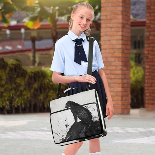 3 Ring Zipper Binder Black Leopard Binders Bag with Shoulder Strap 500 Sheets Paper Organizer Trapper Keeper Documents Storage File Folder for School Office - color: A931