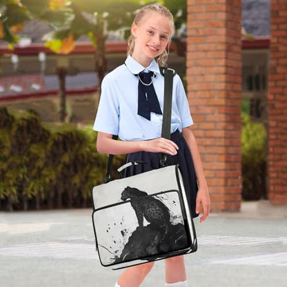 3 Ring Zipper Binder Black Leopard Binders Bag with Shoulder Strap 500 Sheets Paper Organizer Trapper Keeper Documents Storage File Folder for School Office - color: A931