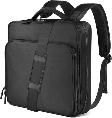 LLi Cufite Zippered Binder Bag,3 Ring Binder with Multi-Pocket - 500 Sheet Capacity, Up to 14" Laptop and Tablet, Detachable Backpack Straps & Shoulder Use for School and Offices(Black) - color: Black