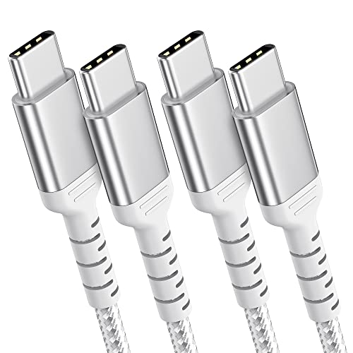6FT USB-C to USB-C Charging Cable, 2-Pack USB 2.0 Type C to Type C Cord Compatible with iPhone 15 Pro/Max Samsung Galaxy S23 Google Pixel iPad Pro/Air, USBC to USBC Cable 2m - color: Silver, size: 6 Feet
