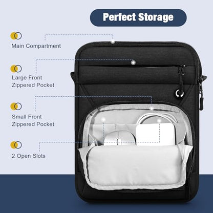MoKo 13 Inch 360° Protective Tablet Sleeve Shoulder Bag with Earphone Hole | Fits iPad Pro 13-inch M5, iPad Air 13-inch M4, iPad Pro 12.9-inch and Galaxy Tab S9/S8 Plus 12.4-inch, Black - color: Black, style: 12.9 Inch