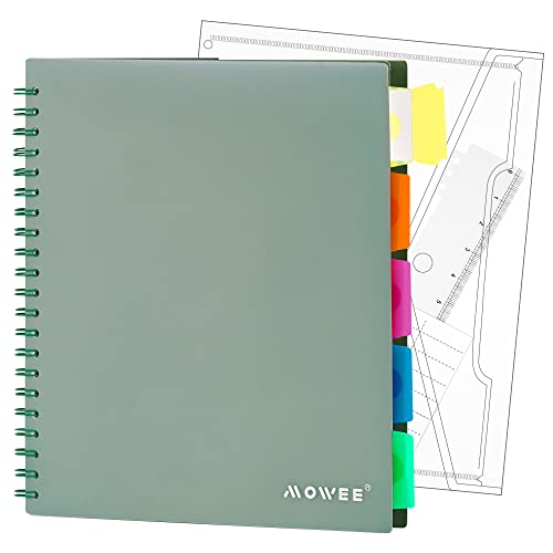 5 Subject Notebook - Spiral Notebook, College Ruled Notebook With Dividers Pocket, Tabs, 11" Ruler, 200 Pages, for Writing Journal, Home & Office, School Supplies, 8.5''x11'' Forest Green | 200 Pages, 11" Ruler, 8.5"x11" Forest Green, Pocket Dividers with