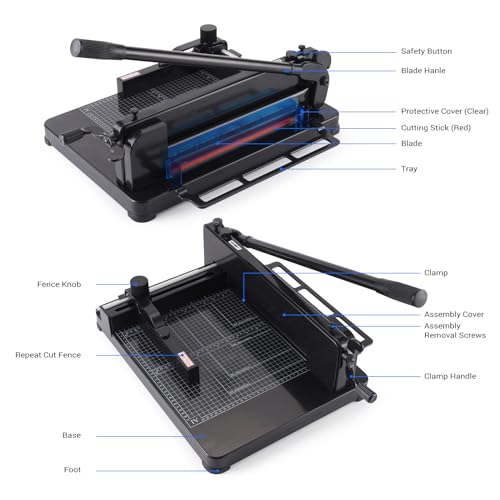 Heavy Duty Paper Cutter,12 inch Guillotine Paper Cutter,Guillotine Paper Cutters and Trimmers Cards Leather with Metal Base for Office Home School (Black, a4) - color: Black, size: a4