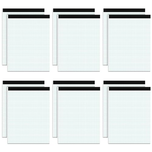 Graph Paper Pad 8.5 x 11, 12 Pack Graph Paper Notebook, 4x4 Graph Ruled, Grid Paper Pad 8-1/2" x 11", Blueprint Quadrille Pads, Grid Paper Notebook 8.5 x 11, White 70 GSM Graft Paper, 30 Sheets/Pad - size: 8.5 x 11.75 Inch, style: White-Squared-12 Pack(30
