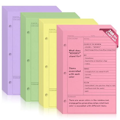 （Half Letter Size）5.5X8.5 Inch 200 Sheets Cornell Notebook Paper College Ruled Notebook Loose Leaf Half Letter Lined Paper 3 Hole Punched Taking System Filler Paper For Office School College Study
