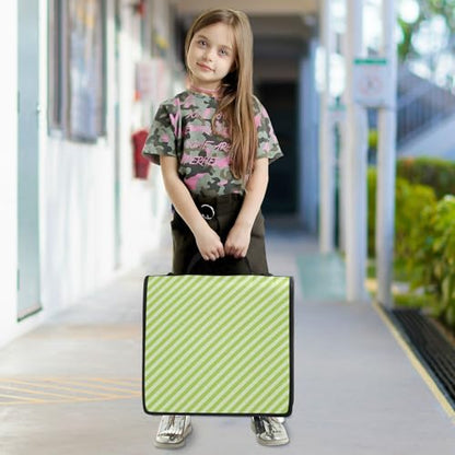 Green Stripes Zipper Binder 3 Ring 1.5 Inch School Binder Organizer with Shoulder Strap Handle File Folder Pockets Large Capacity Students Girl Boy Men Office Work - color: Green Stripes