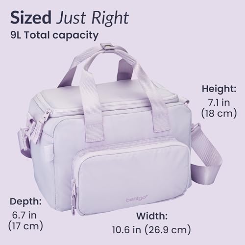Bentgo Insulated Lunch Bag – Extra-Large Capacity Adult Lunch Bag with Shoulder Strap and External Storage Compartment, Durable, Lightweight, Ideal for Work, School, & Meals On the Go (Lavender) - color: Lavender
