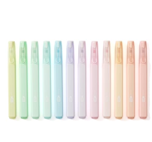 Pastel Highlighters Set, 12 Soft Pastel Colors – No Bleed, Quick-Dry Chisel Tip Highlighter Pens for Bible, Journals, Planners, Notes & Books