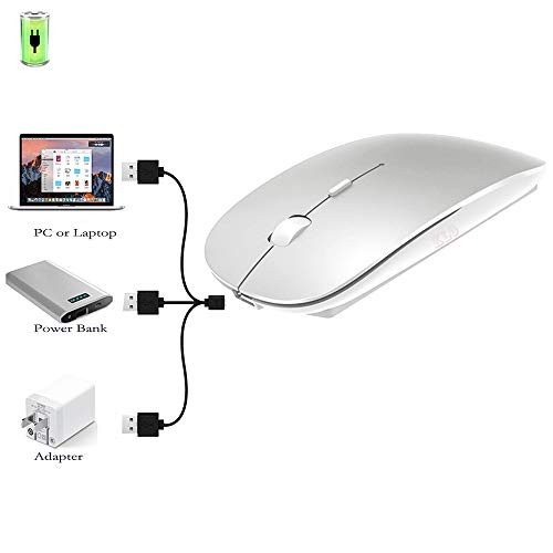 KLO Bluetooth Mouse for MacBook/Laptop/Notebook/pc/iPad/Chromebook, Wireless Mouse for MacBook Pro/AIR (Silver) - color: Silver