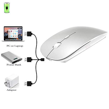 KLO Bluetooth Mouse for MacBook/Laptop/Notebook/pc/iPad/Chromebook, Wireless Mouse for MacBook Pro/AIR (Silver) - color: Silver