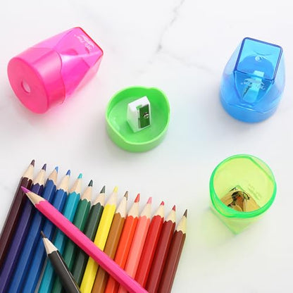 Mr. Pen- Manual Pencil Sharpeners, 3 Pack, Colorful | Portable Handheld Pencil Sharpeners with Snap-On Lid for Kids, School, Office, Home, Adults, Students, Class