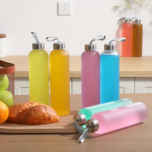 novelinks 4 Pack 27OZ Frosted Water Bottles with Stainless Steel Silver Lid,Leakproof Gym Bottles, Reusable Sport Water Jug for Fitness Camping Office - color: Frosted-27oz-4Pack