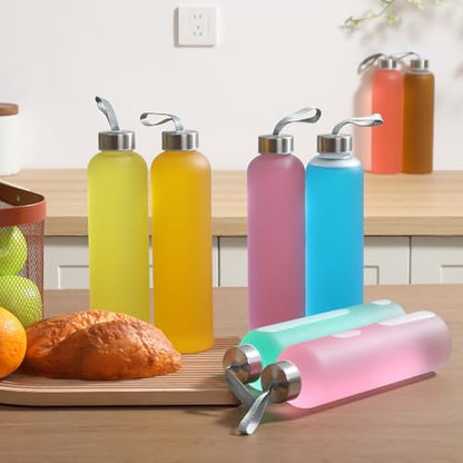 novelinks 4 Pack 27OZ Frosted Water Bottles with Stainless Steel Silver Lid,Leakproof Gym Bottles, Reusable Sport Water Jug for Fitness Camping Office - color: Frosted-27oz-4Pack