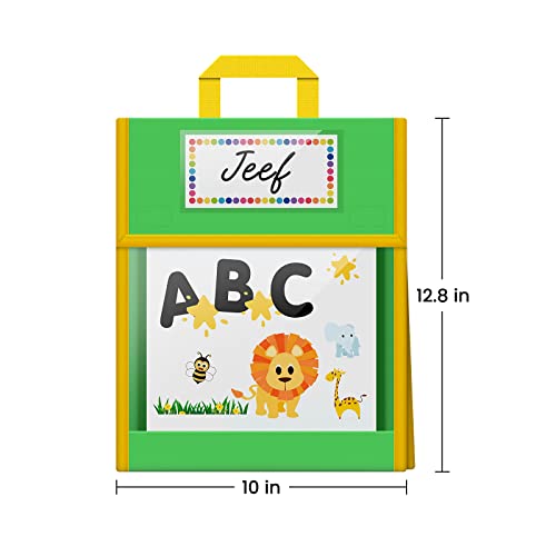 EAMAY Book Pouches for Kids, Clear Pocket Reading Bags for Classroom,– Send Home Books and Homework in Book Buddies Bags – Stitched-On Handle, Colorful(10" x 12")-Set of 4