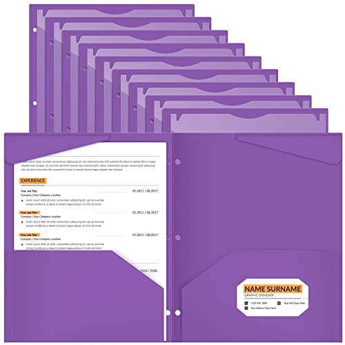 Henoyso 36 Pcs Purple Plastic Folders with 2 Pockets and Clear Front Pocket 3 Holes Bulk Heavy Duty Letter Size Folders for Back to School, Office & Home, Classroom Organization - color: Purple