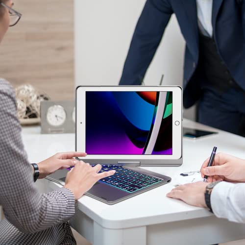edaiser Swivel Keyboard Case iPad 10.2" (9th 8th 7th), Air 3rd Gen Purple | 360 Degree Rotatable Protective Cover with Pencil Holder | Multi-Touch Trackpad, RGB Backlit | Flexible Adjustable View Angle - color: Metallic Purple, size: iPad 10.2"(9th-7th)&