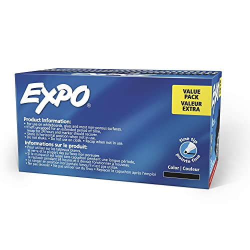 EXPO Dry Erase Markers, Low Odor Ink, Black, Fine Tip, 36 Count - Easily Erases, Ideal for Classroom, Home, Office, Back to School, Teacher Supplies - size: 36 Count