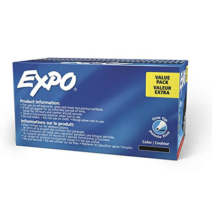 EXPO Dry Erase Markers, Low Odor Ink, Black, Fine Tip, 36 Count - Easily Erases, Ideal for Classroom, Home, Office, Back to School, Teacher Supplies - size: 36 Count