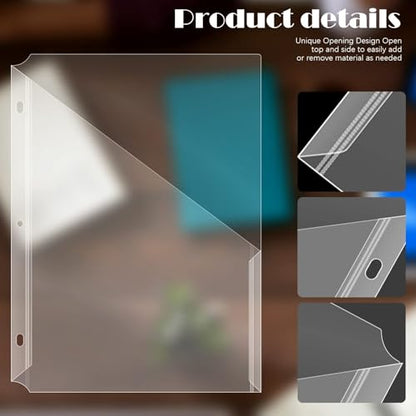 OEBSR 30Pack 3 Hole Punch Clear Plastic Document Folders,Organized Up Poly Translucent Slash Slash File Jacket US Letter/ A4 Size 18C(1.8mm),L-Tape Transparent Document Folders Copy Safe Pockets
