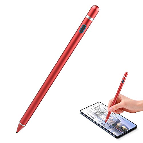 Stylus Pen for Touchscreen - 1.5mm Ultra-Fine Tip Stylus Pen for iPad Pro, Air | Magnetic Cap | 12H Battery | No Bluetooth | Compatible with iPhone, Android, Chromebook, Tablets (red) - color: red