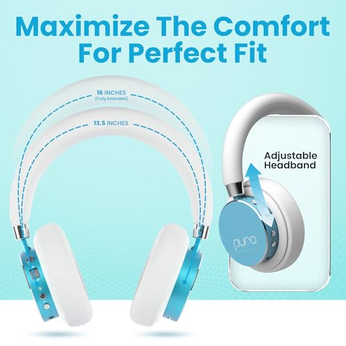 Puro Sound Labs Kids Wireless Headphones – Volume-Limiting 85dB, Built-In Mic, Studio-Grade Sound, 20-Hour Battery Life, Comfortable Fit & Easy to Connect Kids Bluetooth Headphones – BT2200 Plus, Teal - color: Teal