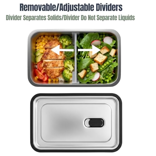 Modaniam Stainless Steel Bento Box Adult, 42 OZ, Stainless Steel Lunch Box Containers, Metal Lunch Box, Leak proof Lunch Containers,Black - color: Black: 42 OZ Lunch Box Set