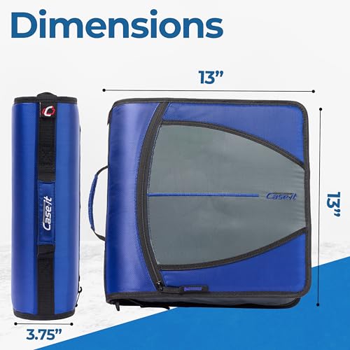 Case-it Binder File Folder 3-inch O-Ring Midnight Blue | 5-Tab Expanding | Zippered Pockets | With Handle and Strap | Pack of 6 - color: B Midnight Blue, size: 6 Pack