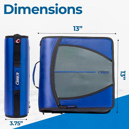 Case-it Mighty Zip Tab School Zipper Binder | 3-Inch O-Rings, 600-Sheet Capacity, 5-Subject Expanding File Folder, Multiple Pockets & Storage Organizer, Shoulder Strap | D-146 Midnight Blue | 6 Pack