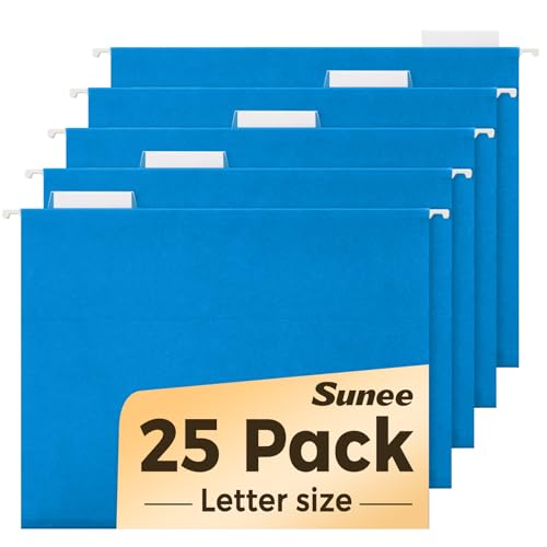 SUNEE 25 Pack Hanging File Folders, Blue Folders, Hanging File Folders Letter Size with 1/5-cut Tabs, Stay Organized for Your Home and Office Bulk File and Documents - color: Blue
