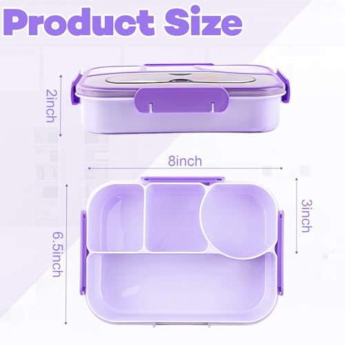Bento Box for Adults,4 Compartments Lunch Box, Snack Containers Reusable Lunch Containers Drop-Proof, Dishwasher Safe & Made with BPA-Free Materials, Purple - color: Purple