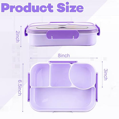 Bento Box for Adults,4 Compartments Lunch Box, Snack Containers Reusable Lunch Containers Drop-Proof, Dishwasher Safe & Made with BPA-Free Materials, Purple - color: Purple
