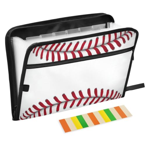 Gredecor 13 Pockets File Folder Organizer A4/Letter Water Resistant Document Bag with Zipper Filing Folder Expanding File Pouch Storage for School Office, Ball Softball Basebal Laces (1) - color: Ball Softball Basebal Laces (1)