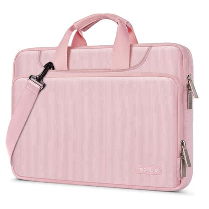 MOSISO 360 Protective Laptop Bag 14 inch, 14 inch Computer Bag Compatible with HP Lenovo Dell ASUS Acer, HP Stream, Dell Latitude, Lenovo IdeaPad, Laptop Carrying Case with Strap&Handle, Pink - color: Pink, size: 14 inch
