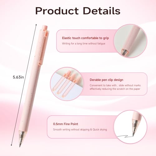 Premium Pink Gel Pens - Smooth Writing, Quick Dry, Set of 12 - Ideal for Journaling, Note-Taking, Art Supplies - color: Pink Black Ink