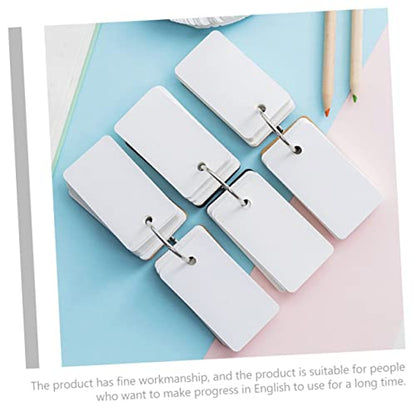 4pcs Blank Flashcards with Binder Ring Practical Memory Cards for Note Taking and Studying Loose-Leaf Notepads for DIY Projects Black and Kraft Paper Covers - size: 7.00X4.00X3.00CM