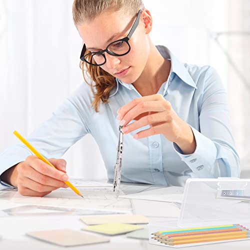 Clear Pencil Box, 12 Pack Large Capacity Office Supplies Storage Organizer, Brush Painting and Drawing Tools Container, Watercolor Pen Storage (Clear)