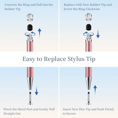 ChaoQ Stylus Pen for Touchscreen 6pcs 2-in-1 Stylus Pen for iPad iPhone | High Sensitivity and Precision Suitable for iPad iPhone Android Tablets and All Touch Screens - (Rose Gold) - color: 6 Rose Gold