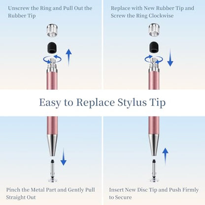 ChaoQ Stylus Pen for Touchscreen 6pcs 2-in-1 Stylus Pen for iPad iPhone | High Sensitivity and Precision Suitable for iPad iPhone Android Tablets and All Touch Screens - (Rose Gold) - color: 6 Rose Gold