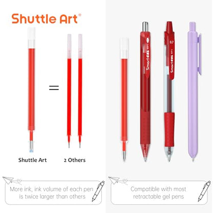 Retractable Gel Pen Refills, Shuttle Art 30 Pack Red Rollerball Gel Ink Pens Refills, Bulk Set, 0.7mm Fine Point for Writing Journaling Taking Notes School Office Home - color: Red, size: 30 Count (Pack of 1)